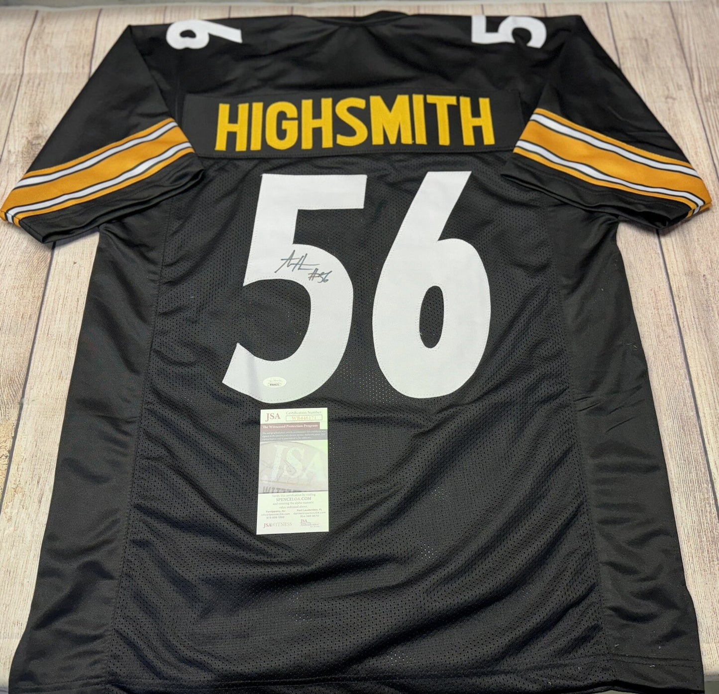 PITTSBURGH STEELERS ALEX HIGHSMITH SIGNED CUSTOM BLACK JERSEY   JSA COA!!!!