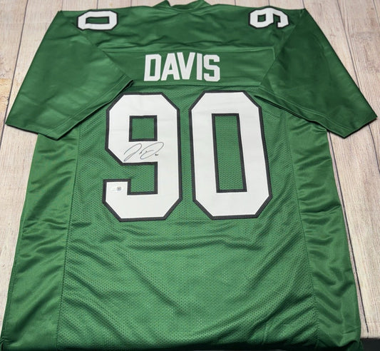 PHILADELPHIA EAGLES JORDAN DAVIS SIGNED KELLY GREEN CUSTOM JERSEY  JSA
