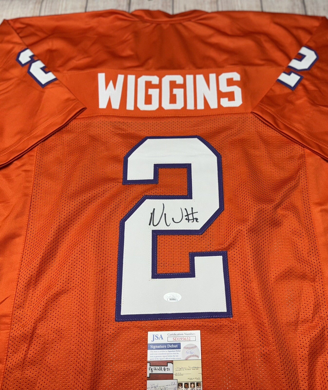 CLEMSON TIGERS NATE WIGGINS SIGNED ORANGE CUSTOM JERSEY JSA COA!!!!