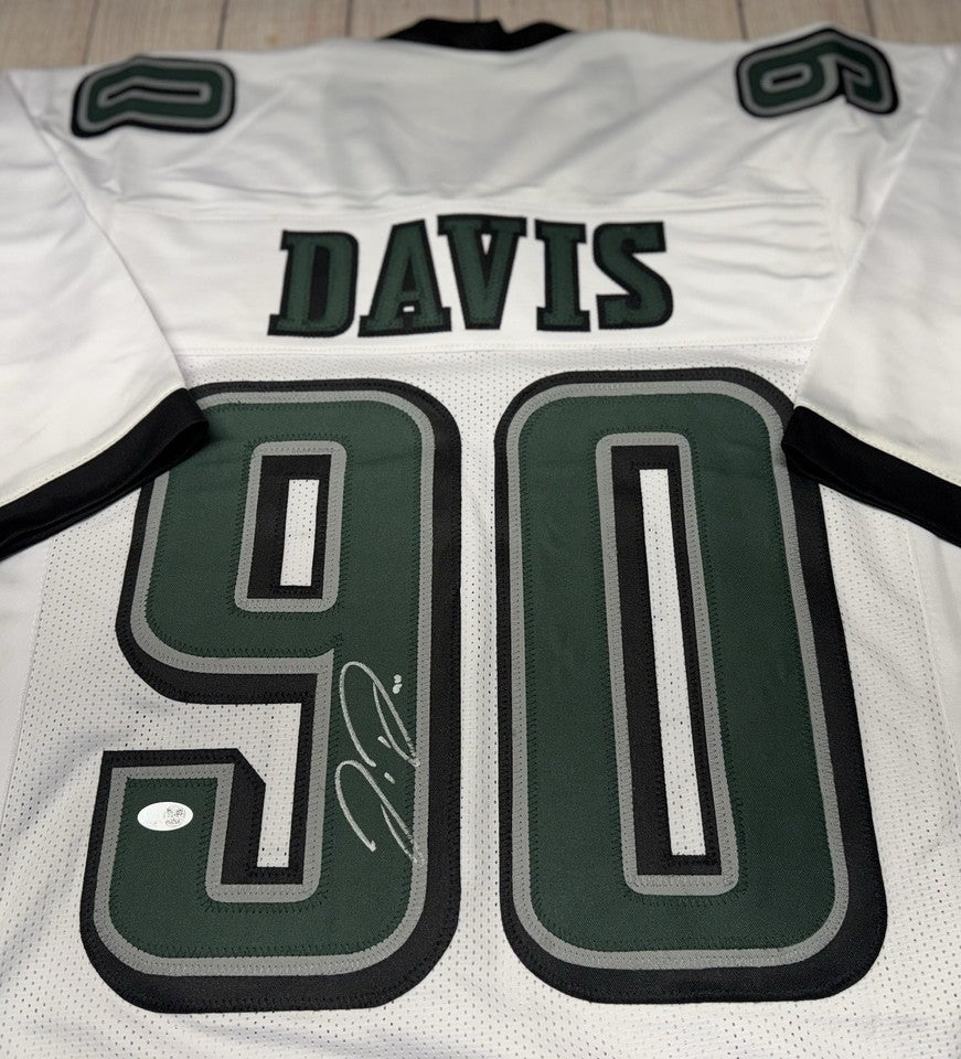 PHILADELPHIA EAGLES JORDAN DAVIS SIGNED WHITE CUSTOM JERSEY  JSA