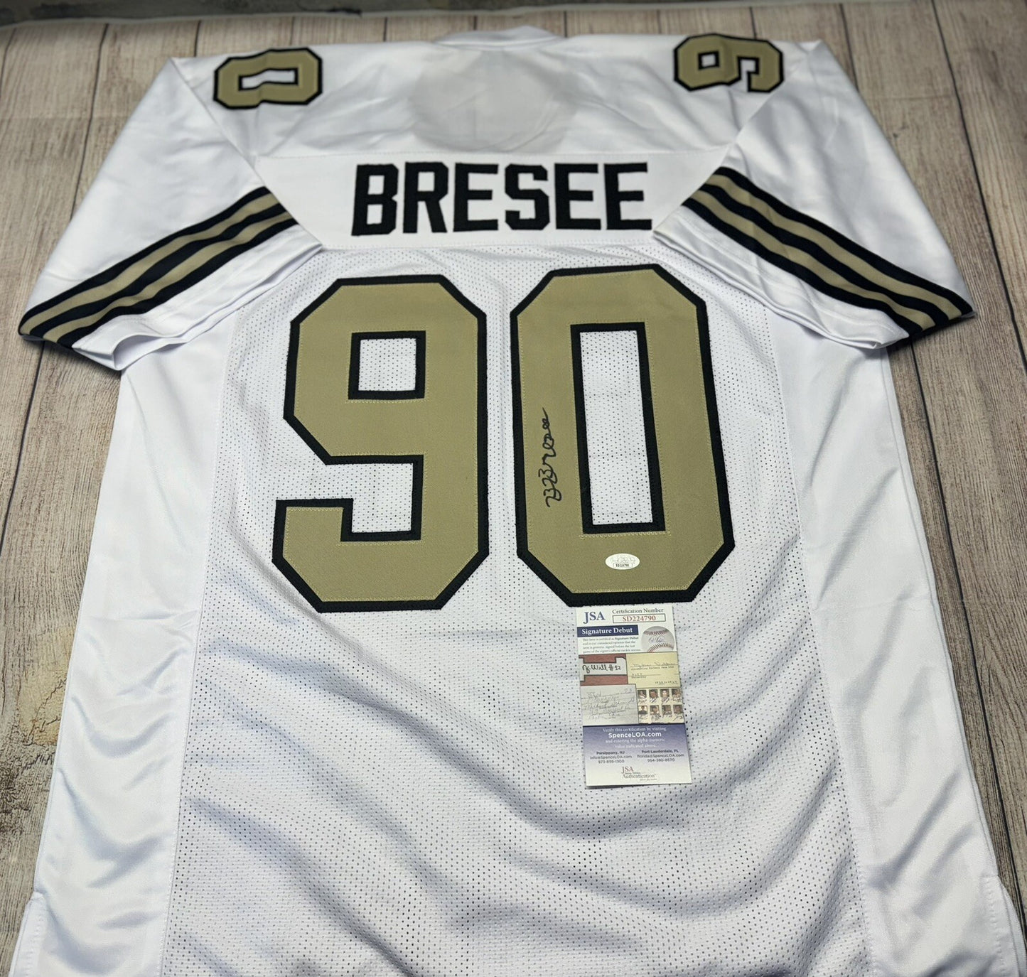 NEW ORLEANS SAINTS BRYAN BRESEE SIGNED CUSTOM WHITE JERSEY JSA COA!!!