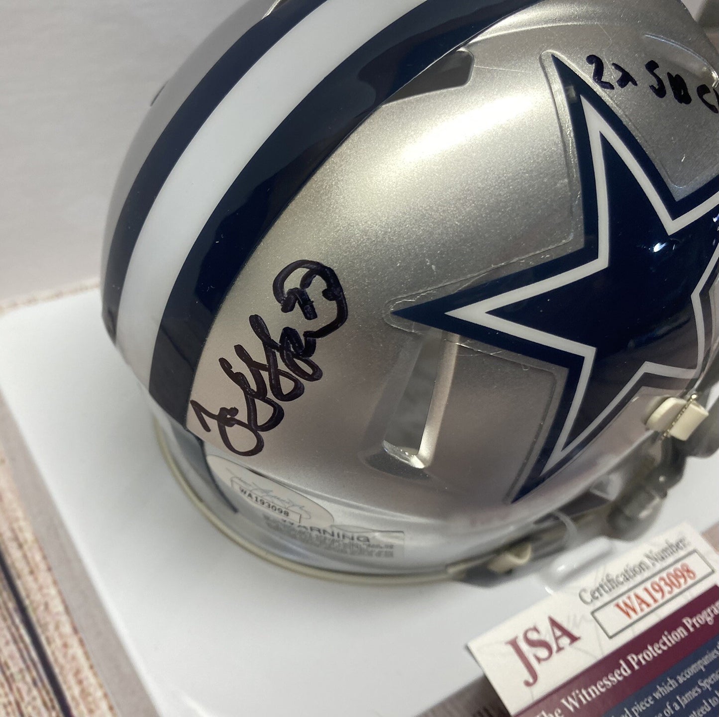 DALLAS COWBOYS JIM JEFFCOAT SIGNED  MINI HELMET  “2X SUPER BOWL CHAMP” JSA COA