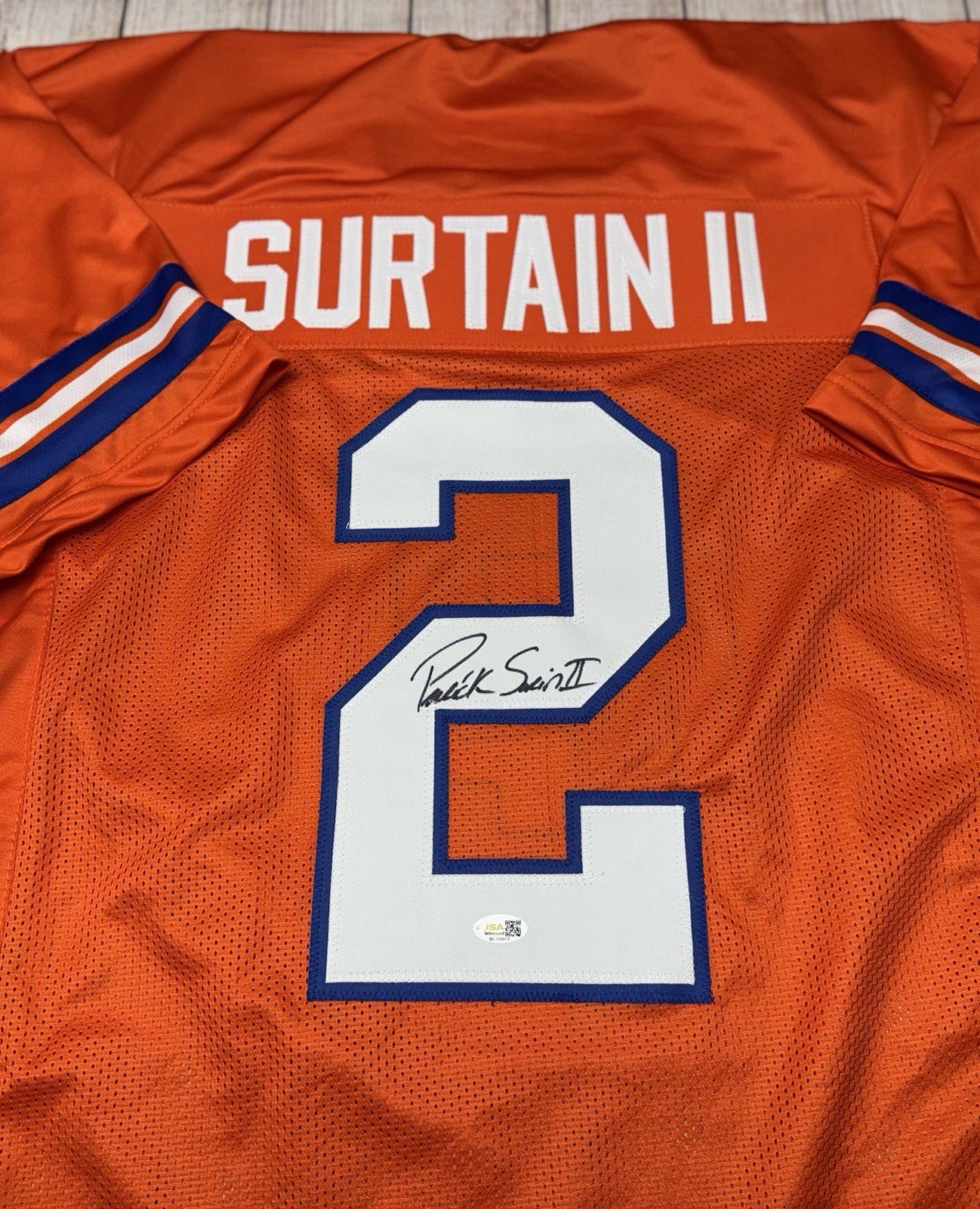 DENVER BRONCOS PATRICK SURTAIN II SIGNED ORANGE TB CUSTOM JERSEY W/JSA COA!!!