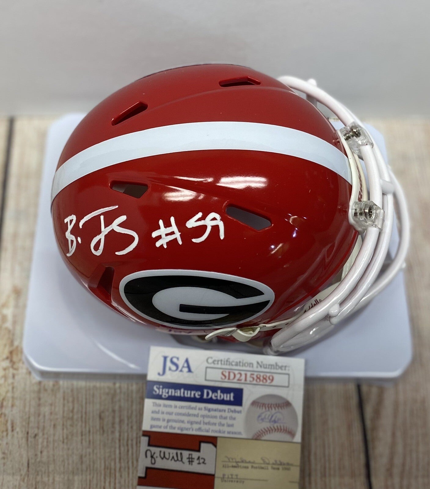 GEORGIA BULLDOGS BRODERICK JONES SIGNED MINI HELMET JSA COA!!!