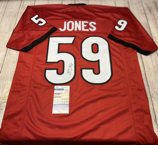 GEORGIA BULLDOGS BRODERICK JONES SIGNED CUSTOM RED JERSEY JSA