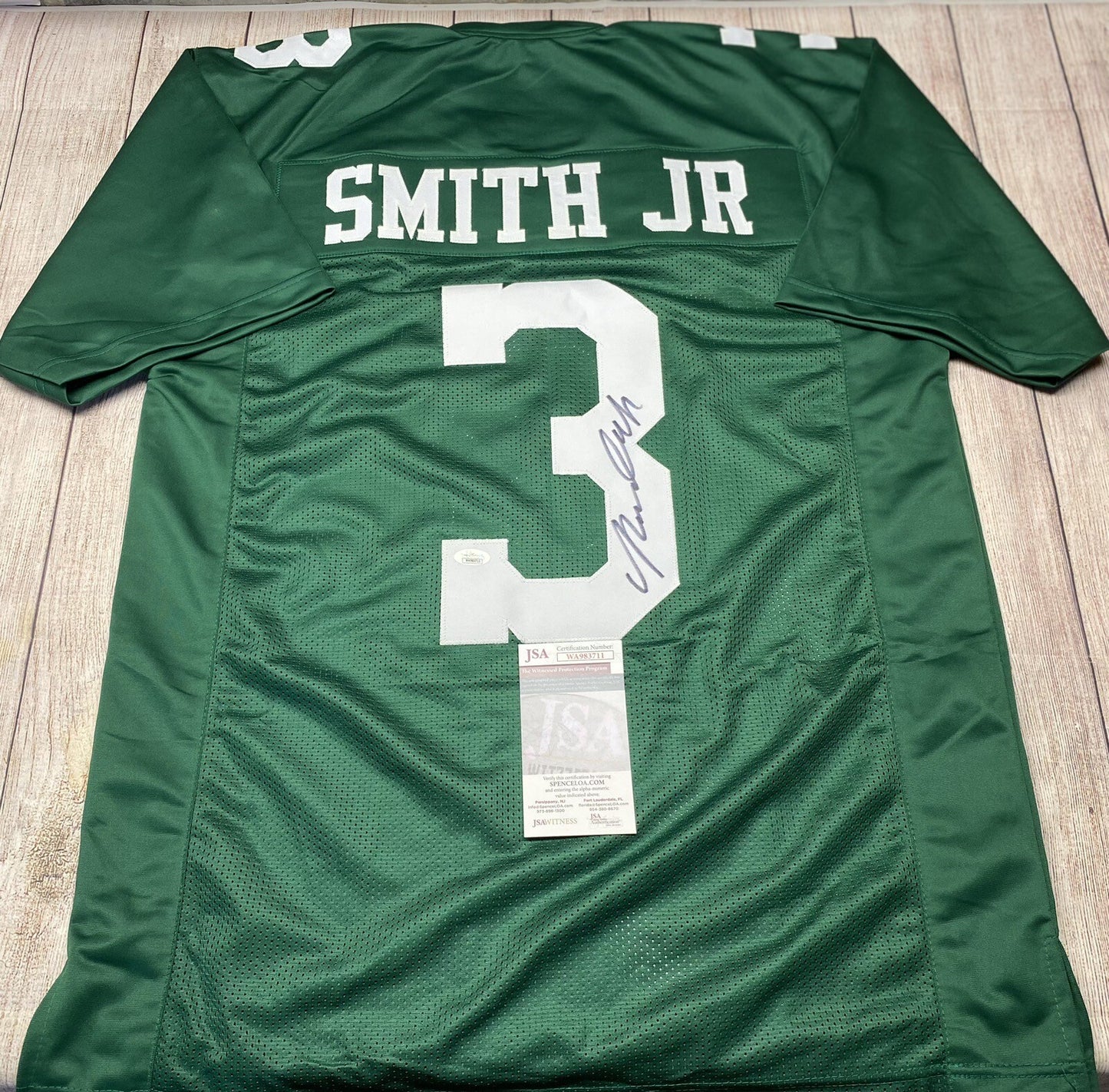 PHILADELPHIA EAGLES NOLAN SMITH JR SIGNED GREEN THROWBACK CUSTOM JERSEY  JSA