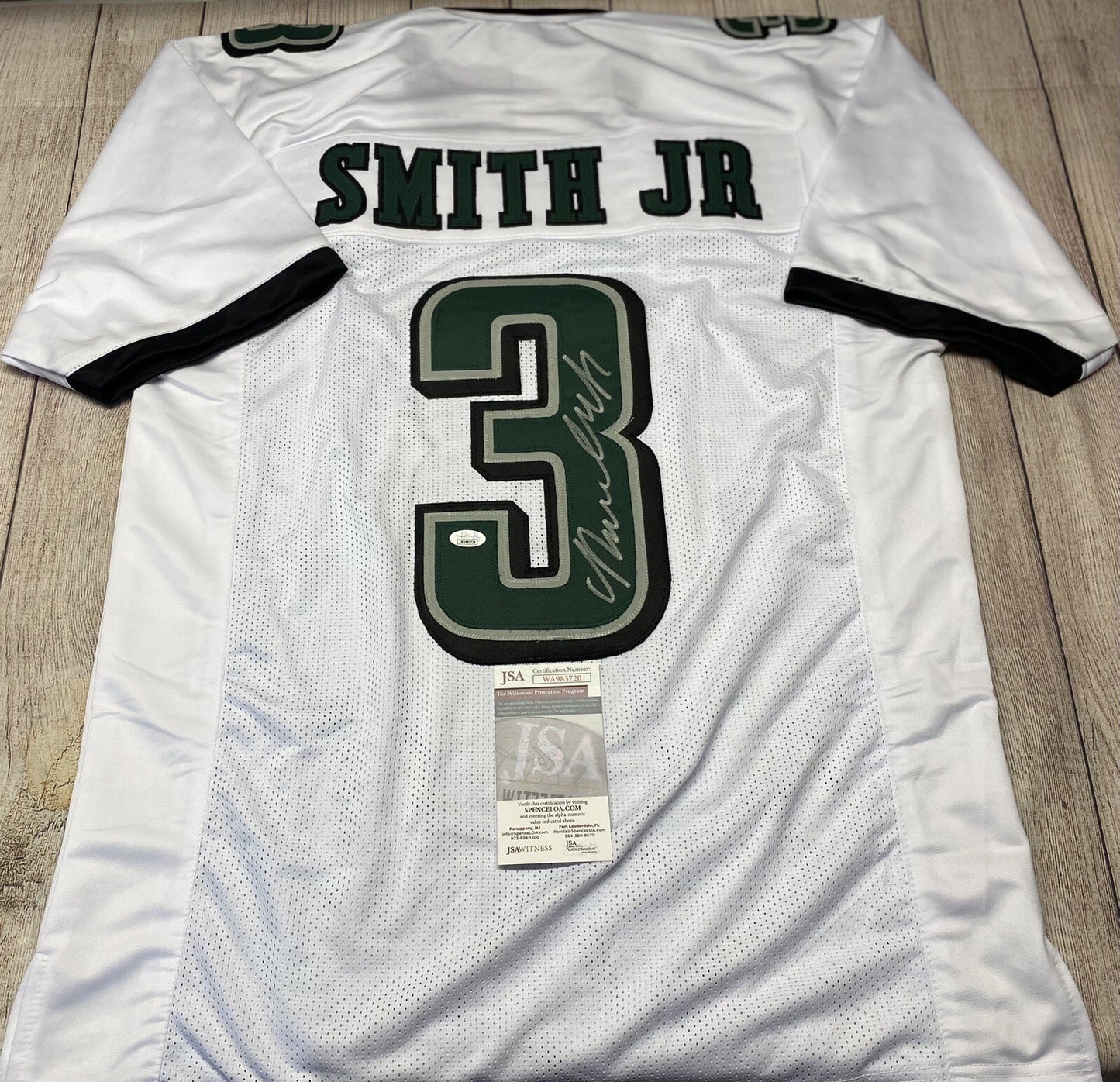 PHILADELPHIA EAGLES NOLAN SMITH JR SIGNED WHITE CUSTOM JERSEY  JSA