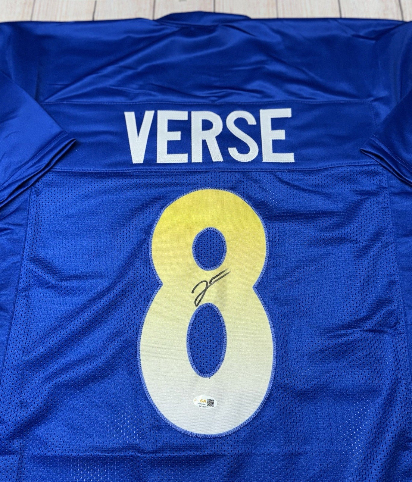 LOS ANGELES RAMS JARED VERSE SIGNED CUSTOM BLUE JERSEY JSA COA!!!!