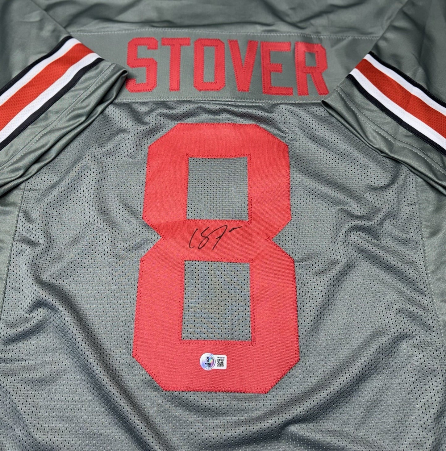 OHIO STATE BUCKEYES CADE STOVER SIGNED GREY CUSTOM JERSEY BECKETT COA!!!!