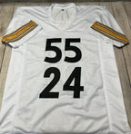 Dual Joey Porter SR JR Autographed Pittsburgh Steelers White Custom Jersey – JSA COA