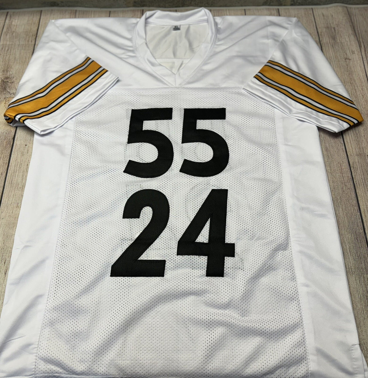 Dual Joey Porter SR JR Autographed Pittsburgh Steelers White Custom Jersey – JSA COA