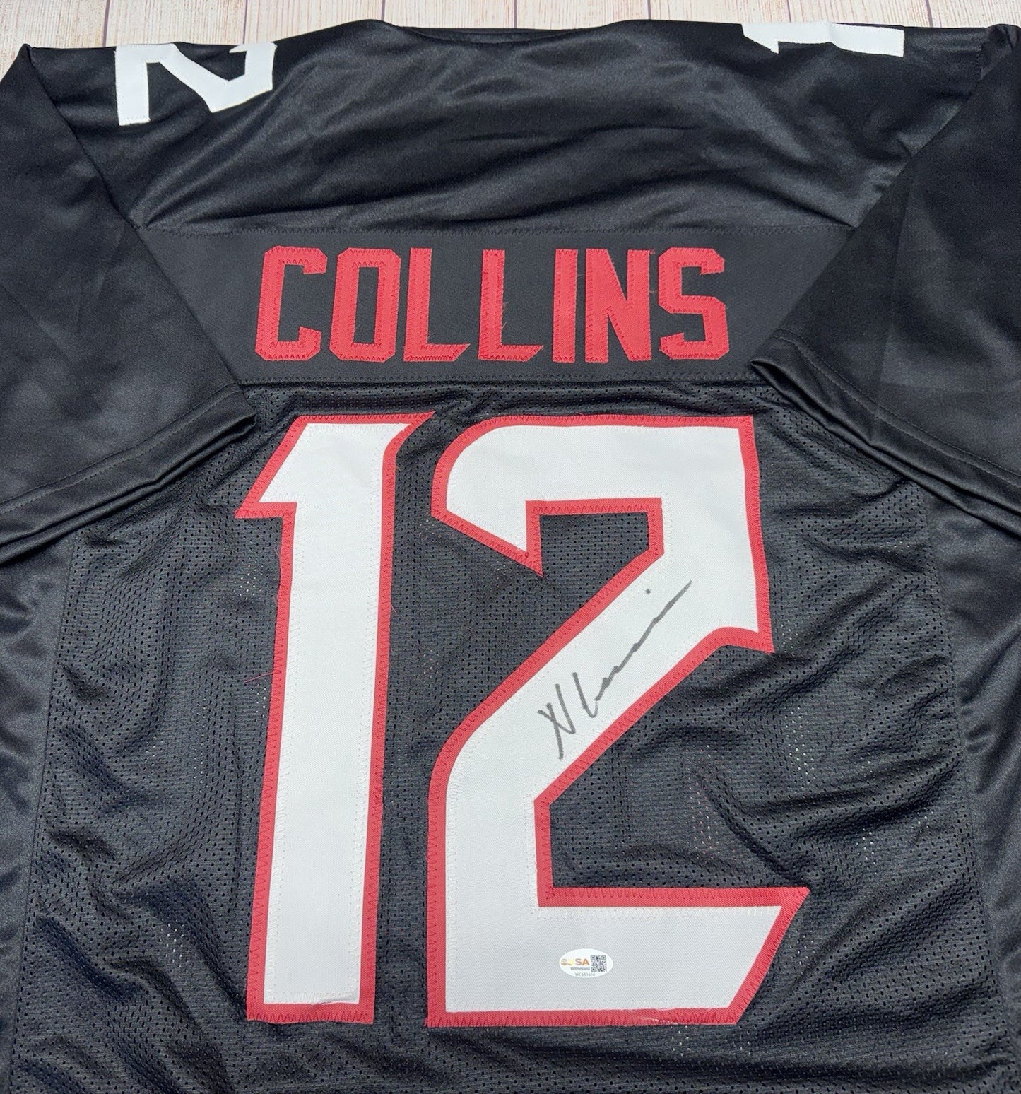HOUSTON TEXANS NICO COLLINS SIGNED BLACK CUSTOM JERSEY W/JSA COA!!!