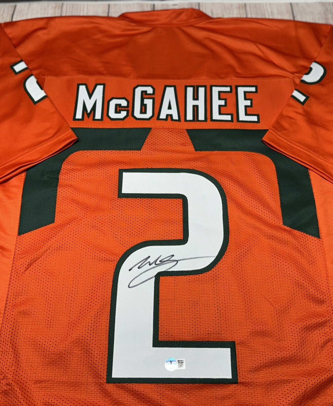 MIAMI HURRICANES WILLIS MCGAHEE SIGNED ORANGE CUSTOM JERSEY BECKETT COA!!!!