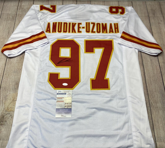KANSAS CITY CHIEFS FELIX ANUDIKE-UZOMAH SIGNED WHITE CUSTOM JERSEY W/JSA COA!!!