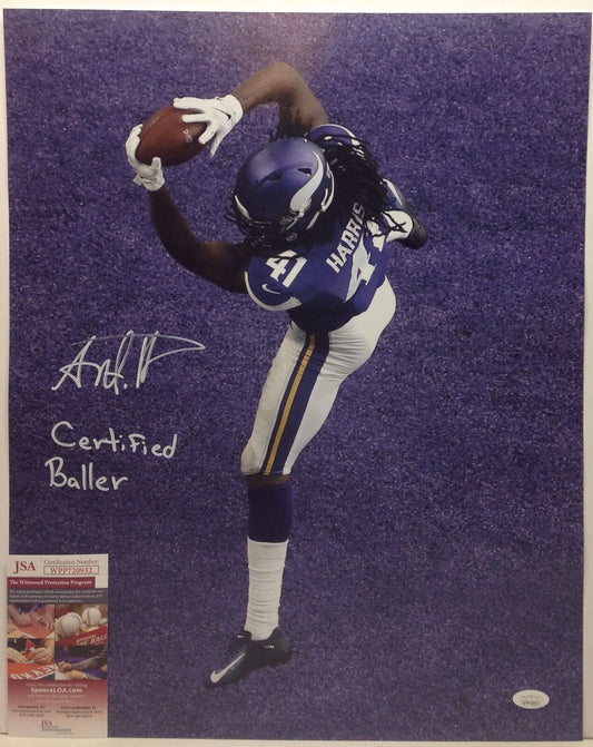 MINNESOTA VIKINGS ANTHONY HARRIS SIGNED 16X20 PHOTO "CERTIFIED BALLER" JSA COA!!