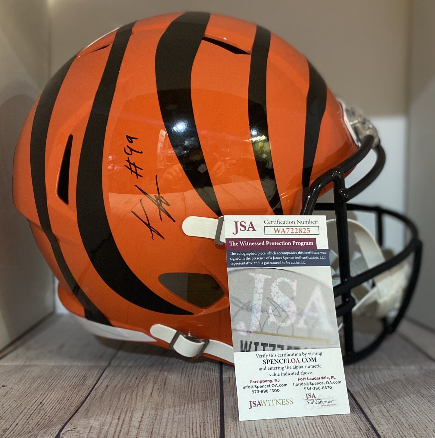 CINCINNATI BENGALS MYLES MURPHY SIGNED FULLSIZE REPLICA HELMET JSA COA