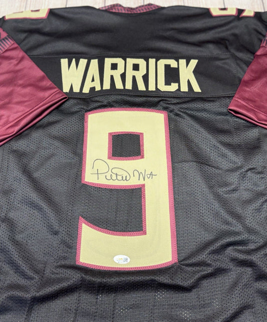 PETER WARRICK FLORIDA STATE SEMINOLES SIGNED CUSTOM BLACK JERSEY JSA COA!!!