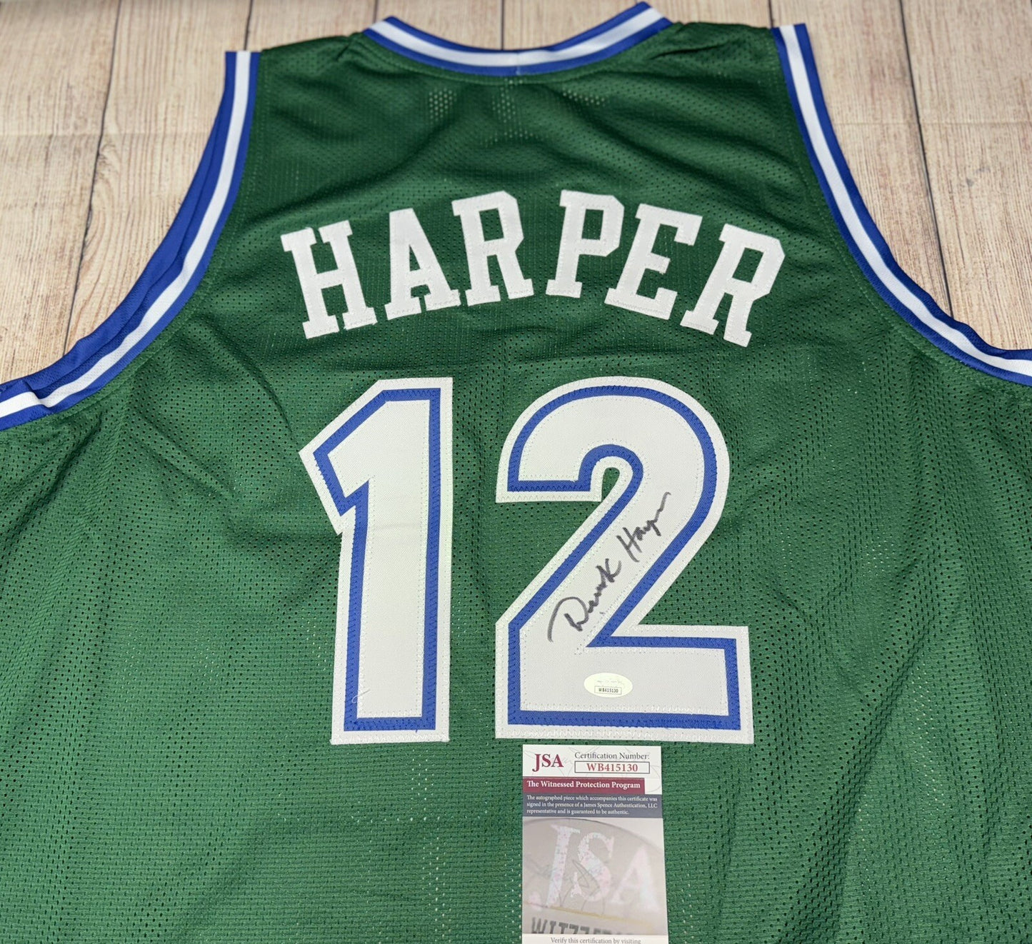 DALLAS MAVERICKS DEREK HARPER SIGNED GREEN CUSTOM JERSEY JSA COA!!!