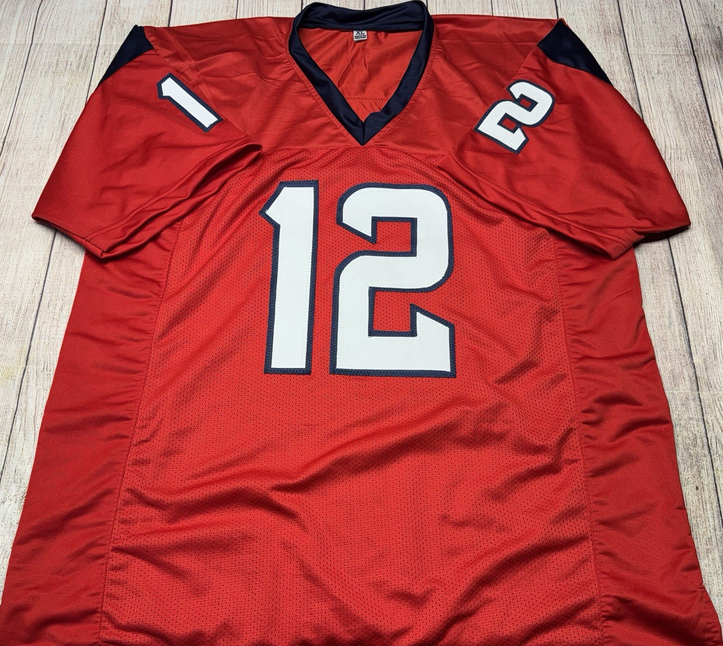 HOUSTON TEXANS NICO COLLINS SIGNED RED CUSTOM JERSEY WHITE #’S W/JSA COA!!!