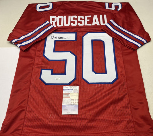 BUFFALO BILLS GREGORY ROUSSEAU SIGNED CUSTOM RED JERSEY  JSA COA!!!!