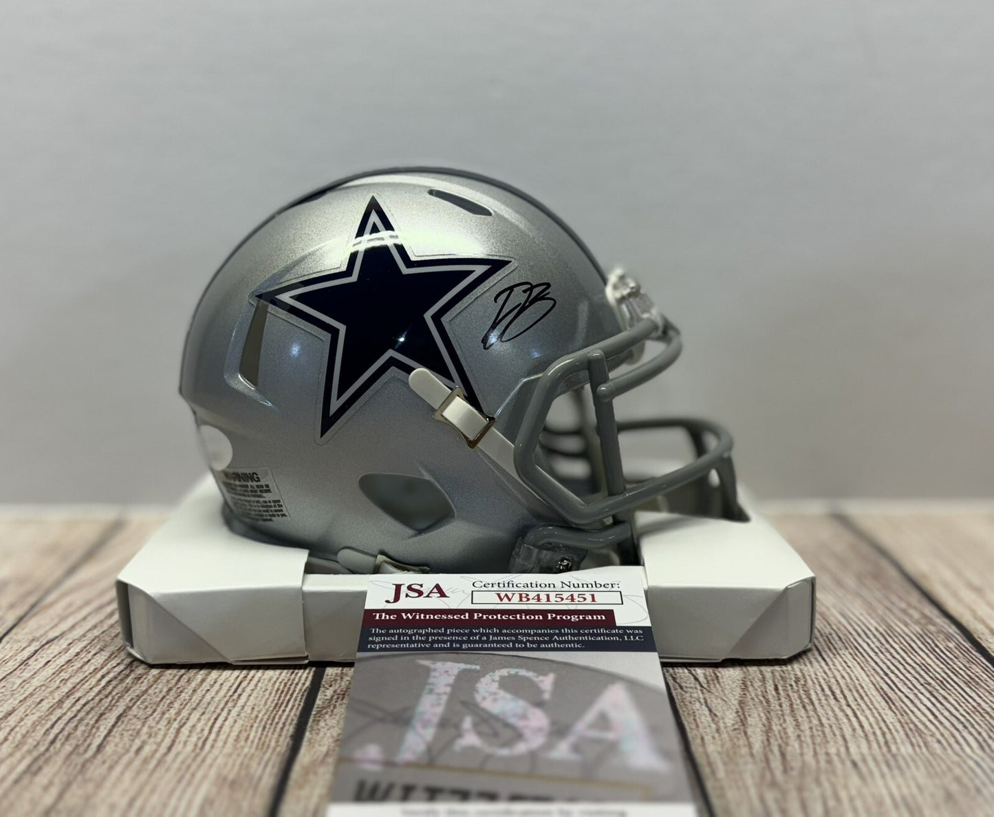 DALLAS COWBOYS DARON BLAND SIGNED  MINI HELMET  JSA COA