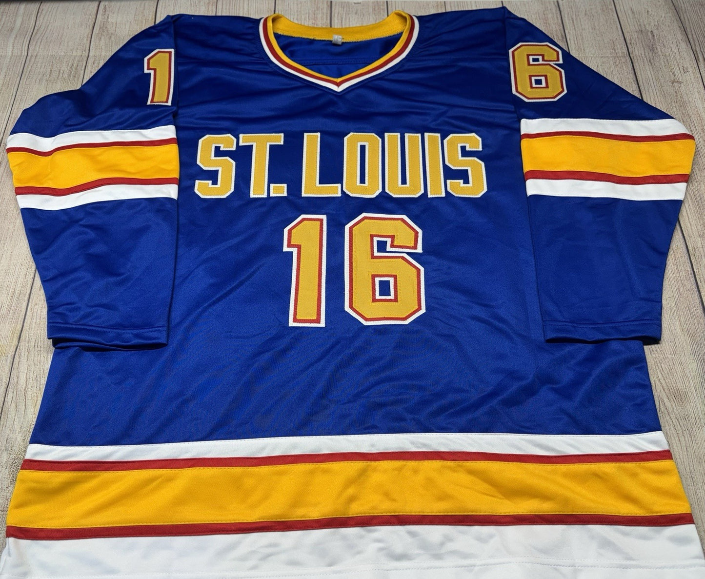ST. LOUIS BLUES BRETT HULL SIGNED BLUE CUSTOM JERSEY BECKETT COA