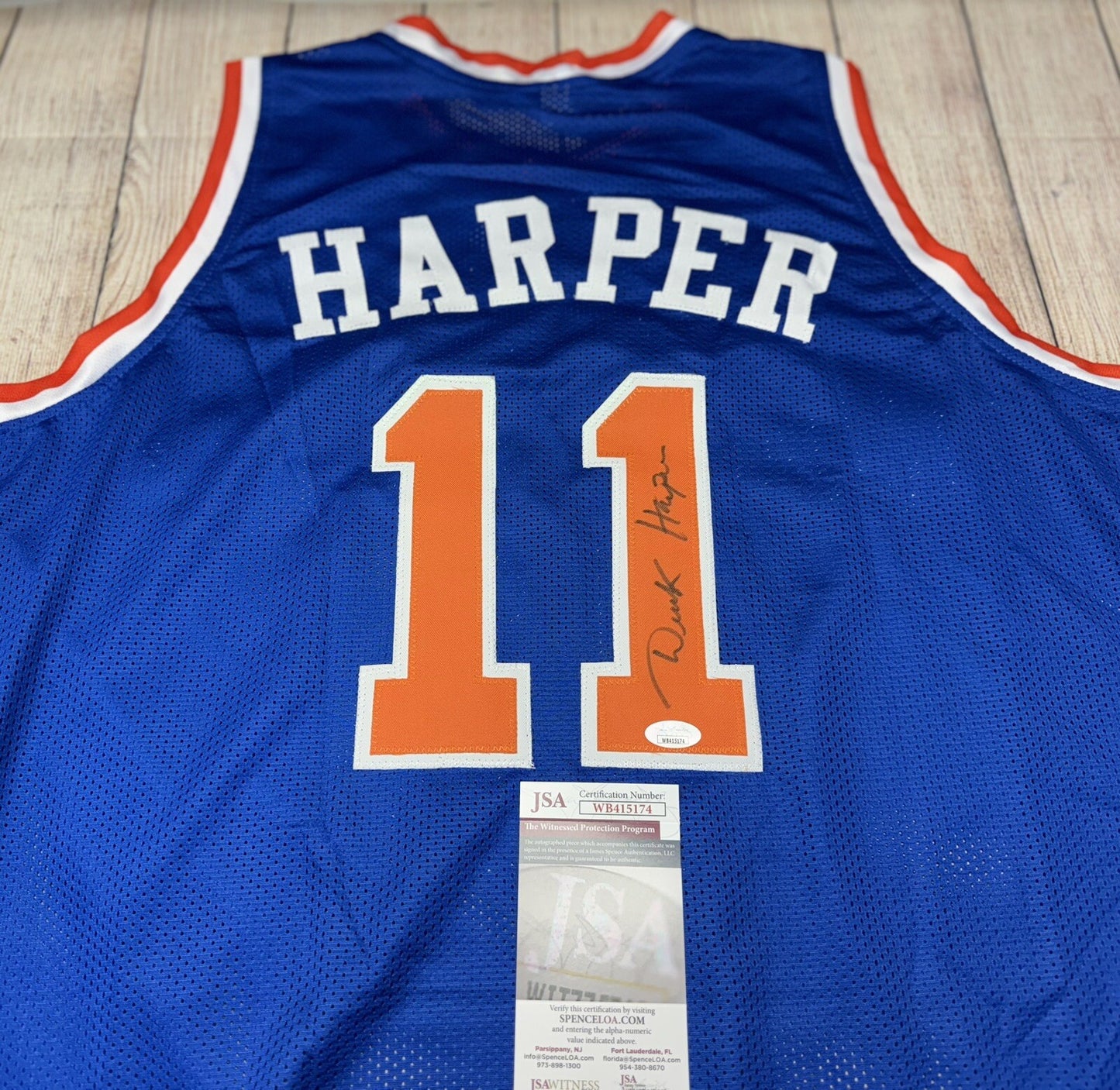 NEW YORK KNICKS DEREK HARPER SIGNED BLUE CUSTOM JERSEY JSA COA!!!