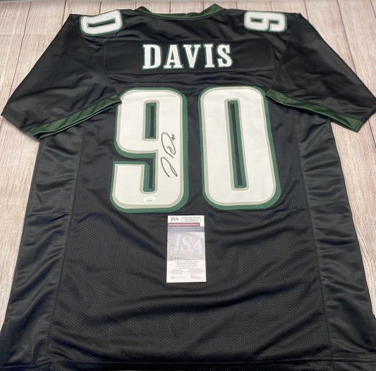 PHILADELPHIA EAGLES JORDAN DAVIS SIGNED BLACK CUSTOM JERSEY  JSA