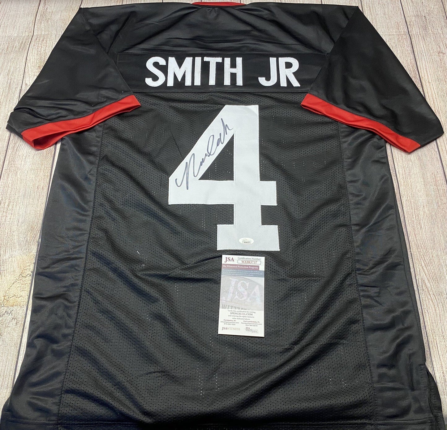 GEORGIA BULLDOGS NOLAN SMITH JR SIGNED BLACK CUSTOM JERSEY2  JSA