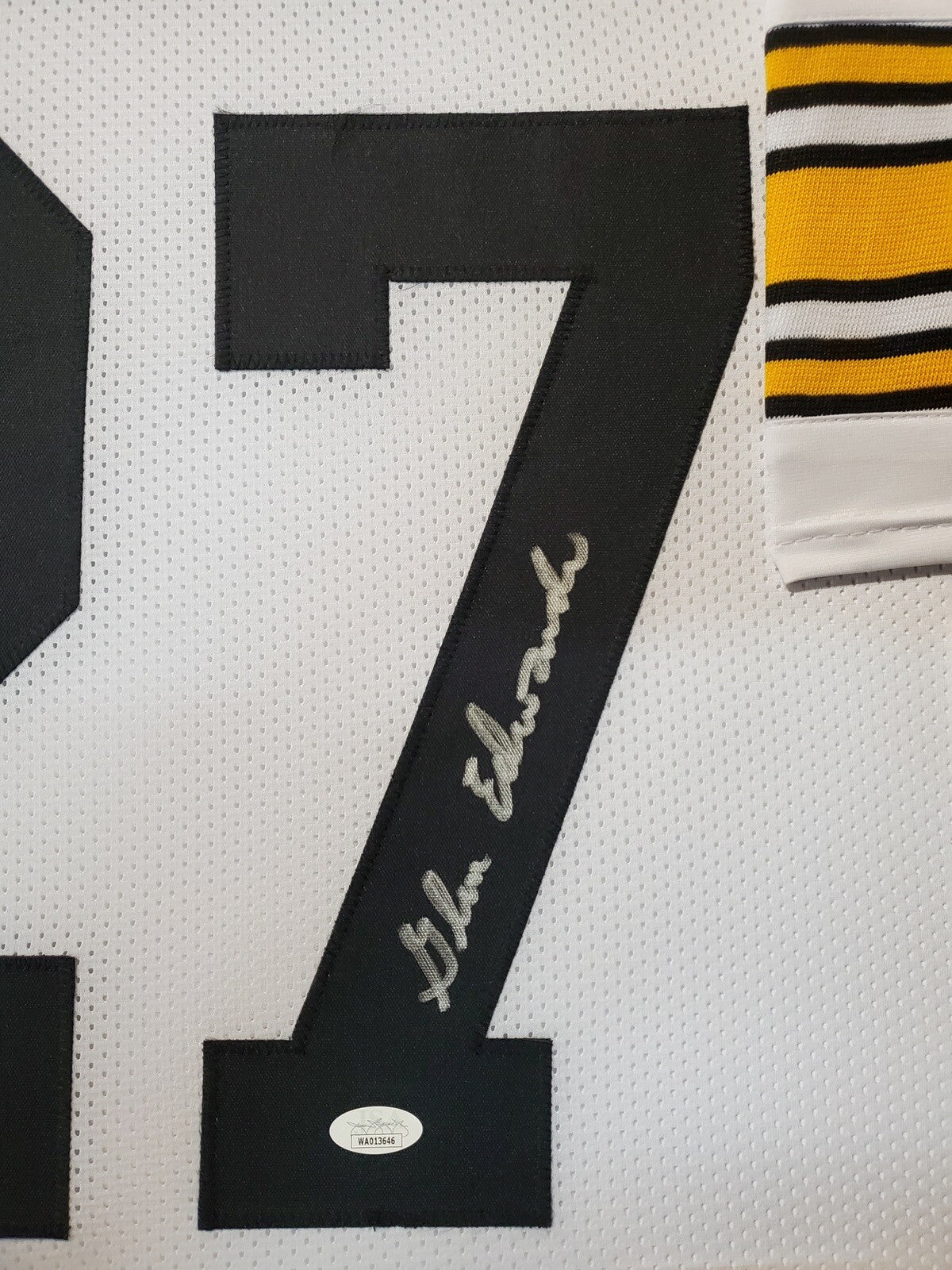 PITTSBURGH STEELERS FRAMED GLEN EDWARDS  SIGNED WHITE CUSTOM JERSEY JSA COA!