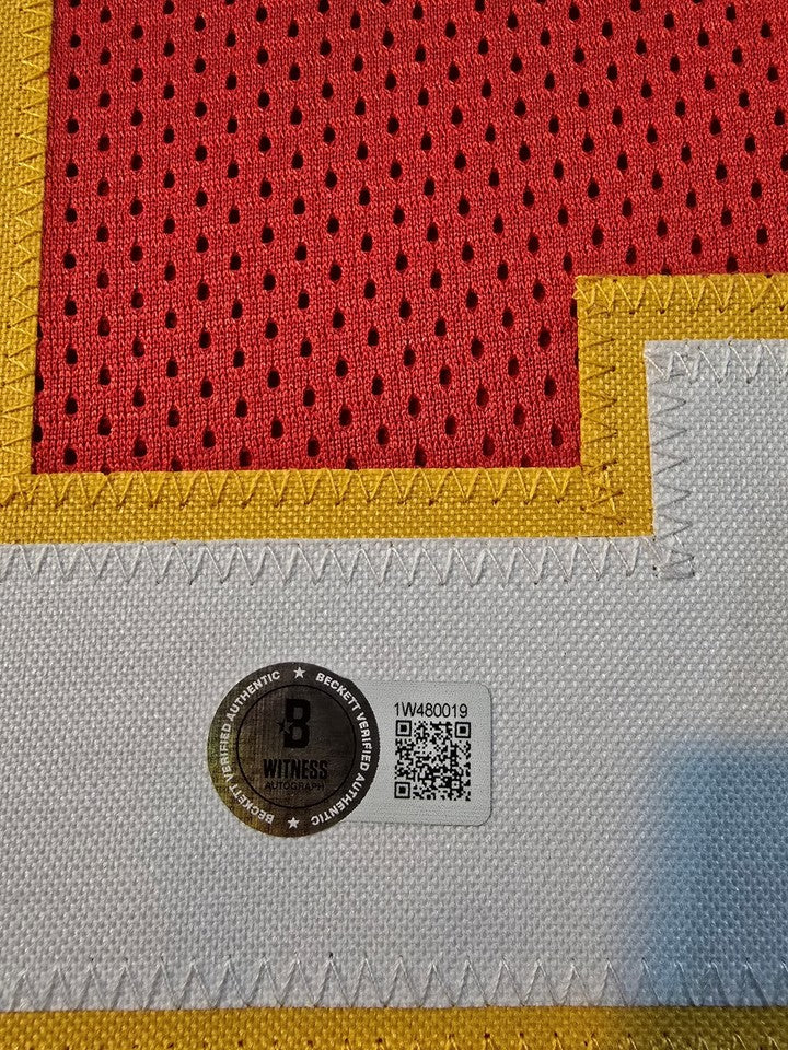 KANSAS CITY CHIEFS TRENT MCDUFFIE SIGNED FRAMED CUSTOM RED JERSEY BECKETT COA