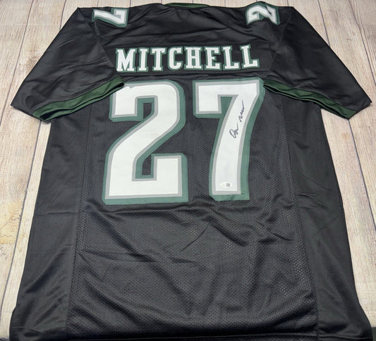 PHILADELPHIA EAGLES QUINYON MITCHELL SIGNED BLACK CUSTOM JERSEY  JSA