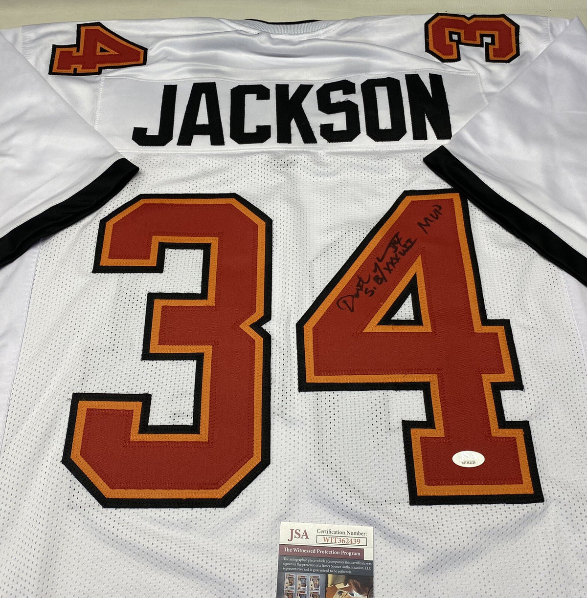 Dexter Jackson SB Xxxvii Mvp Autographed Tampa Bay Buccaneers White Jersey – JSA COA