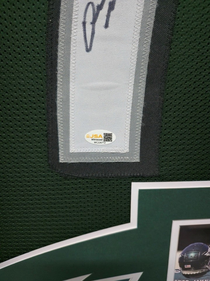 PHILADELPHIA EAGLES QUINYON MITCHELL SIGNED FRAMED CUSTOM GREEN JERSEY JSA COA