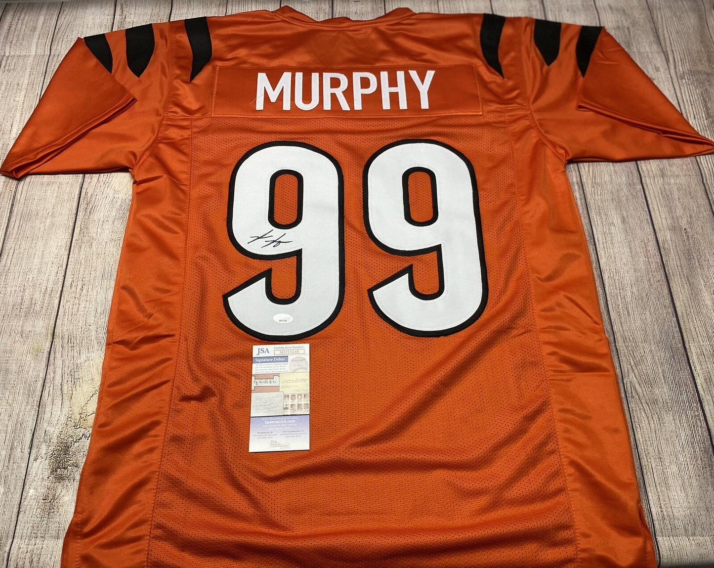 CINCINNATI BENGALS MYLES MURPHY SIGNED ORANGE JERSEY2 JSA  COA!!!