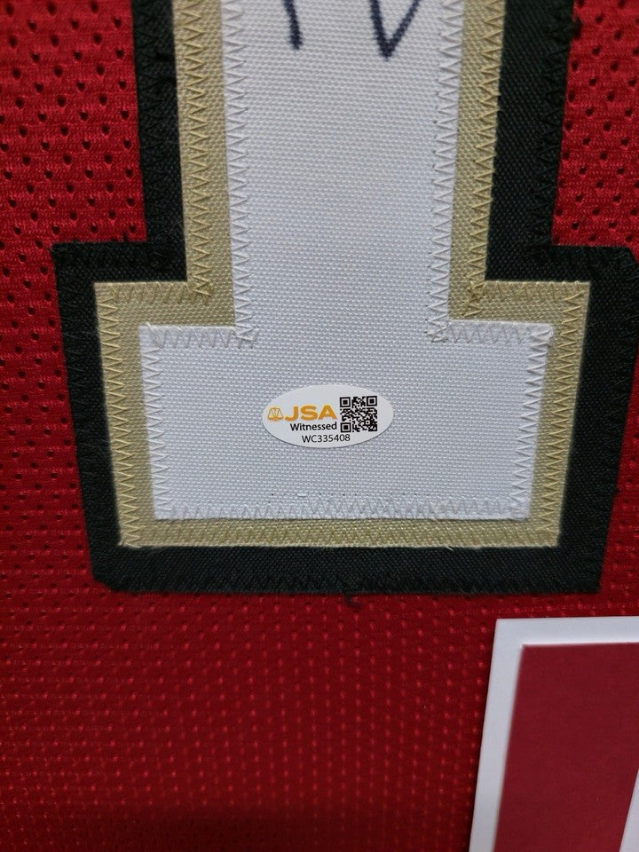SAN FRANCISCO 49ERS FRAMED FRANK GORE SIGNED RED CUSTOM JERSEY JSA COA