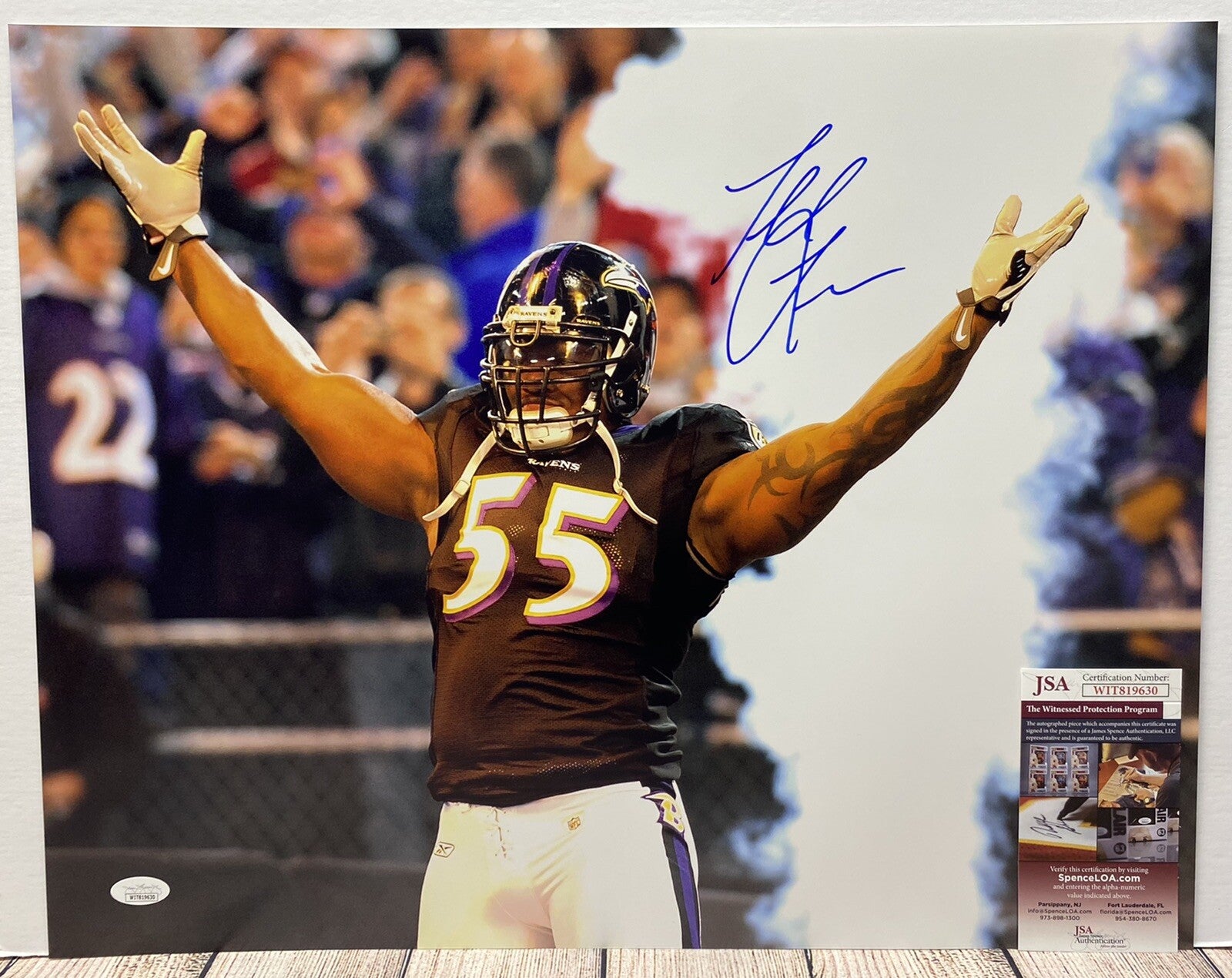 Terrell Suggs Autographed Baltimore Ravens 16x20 Photo – JSA COA