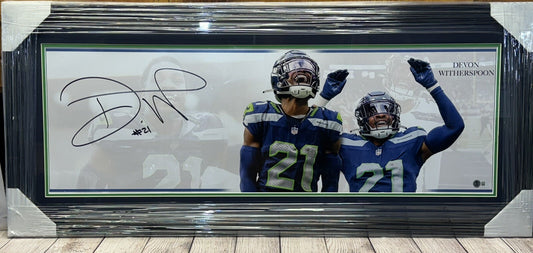 SEATTLE SEAHAWKS DEVON WITHERSPOON SIGNED FRAMED PANORAMIC PHOTO BECKETT