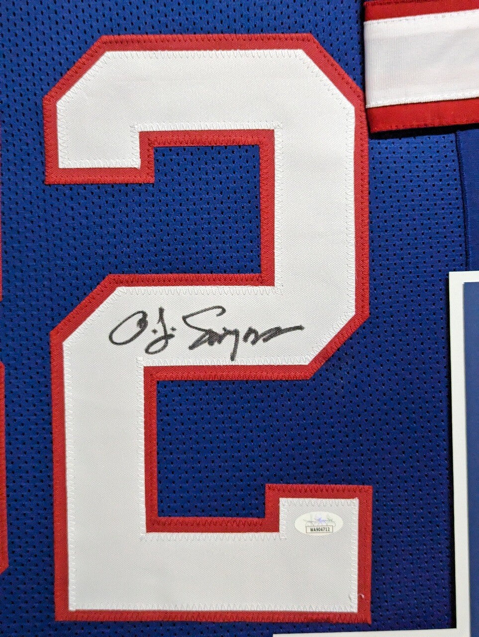 BUFFALO BILLS FRAMED O.J. SIMPSON SIGNED BLUE CUSTOM JERSEY JSA COA!!!
