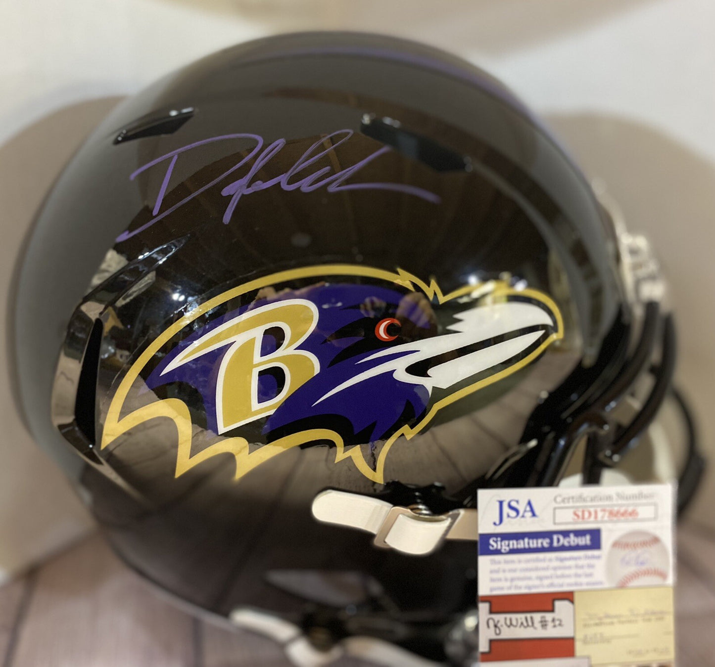 BALTIMORE RAVENS ODAFE JAYSON OWEH SIGNED FULLSIZE SPEED REPLICA HELMET2 JSA