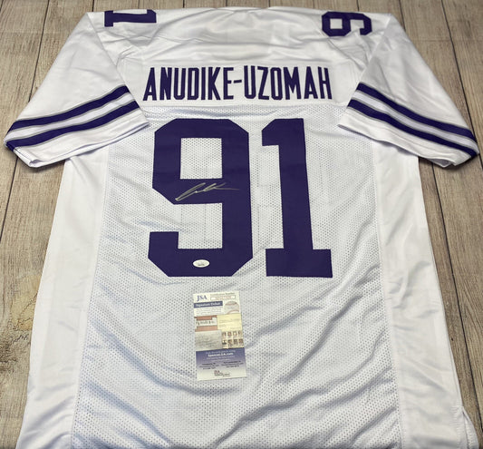 KANSAS STATE WILDCATS FELIX ANUDIKE-UZOMAH SIGNED WHITE CUSTOM JERSEY W/JSA COA
