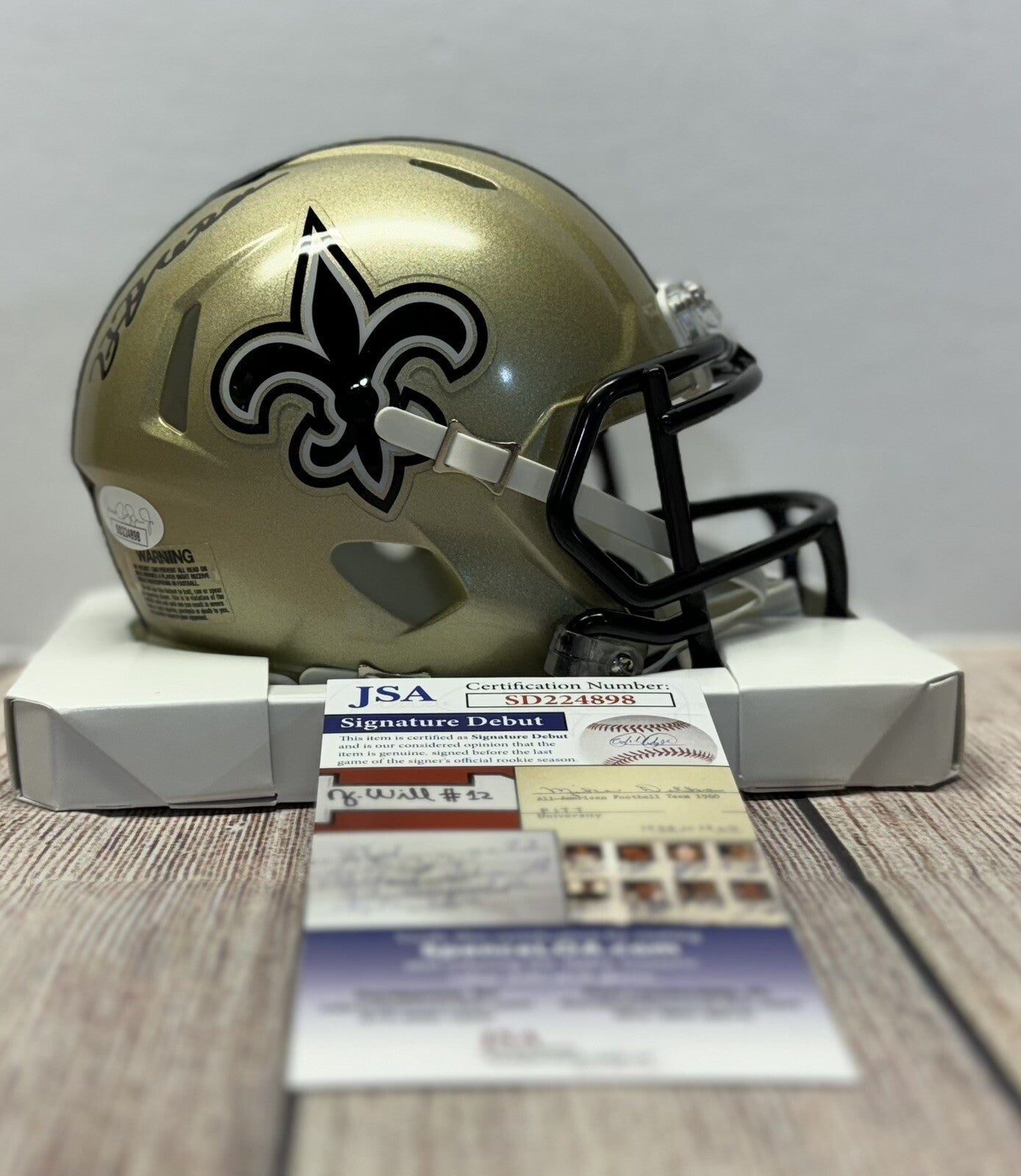 NEW ORLEANS SAINTS BRYAN BRESEE SIGNED MINI HELMET  JSA COA