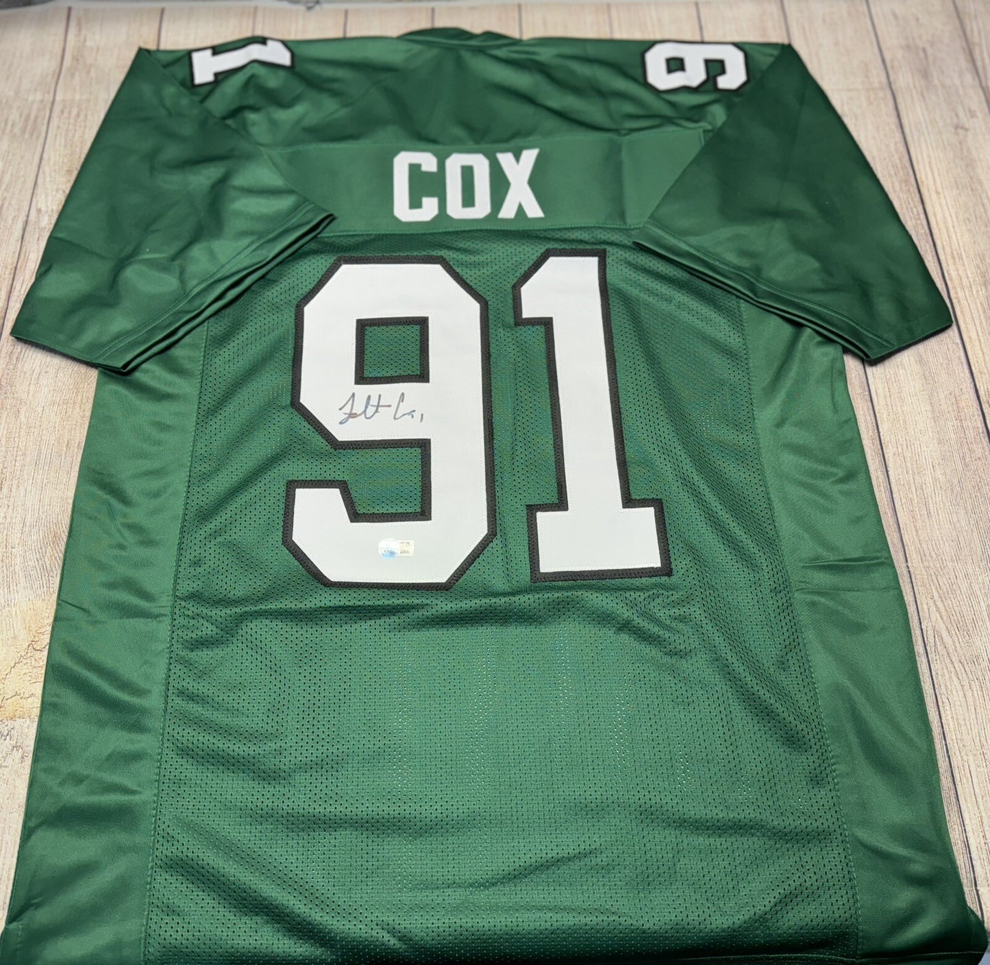 PHILADELPHIA EAGLES FLETCHER COX SIGNED THROWBACK CUSTOM JERSEY  BECKETT COA