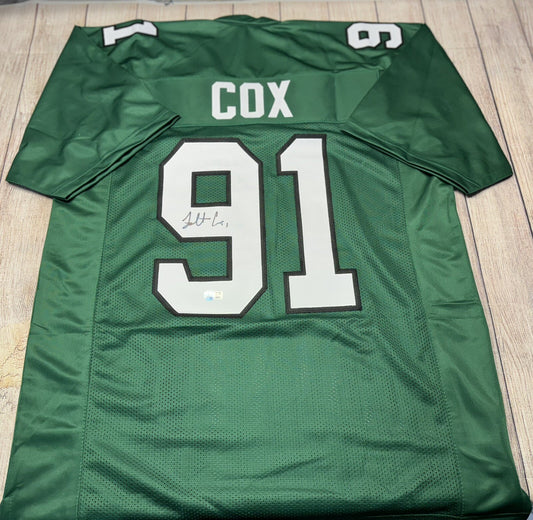 PHILADELPHIA EAGLES FLETCHER COX SIGNED THROWBACK CUSTOM JERSEY  BECKETT COA