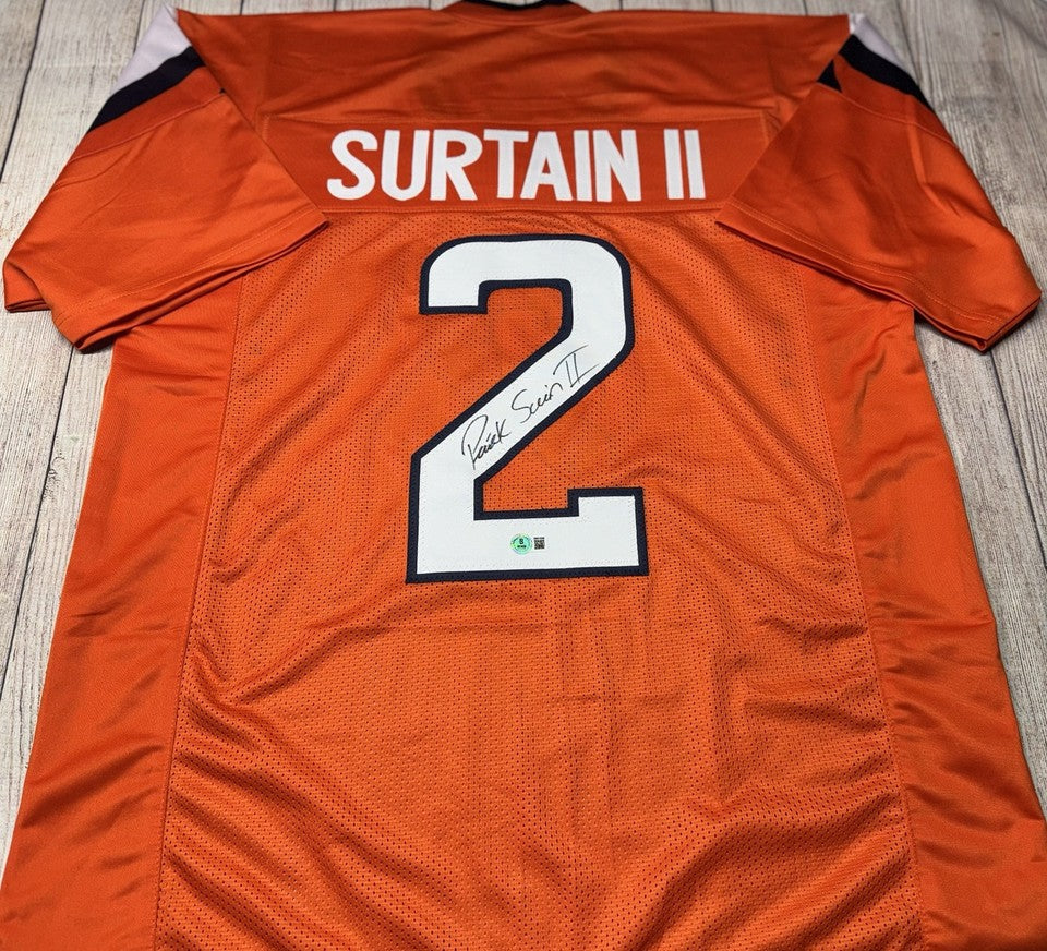 DENVER BRONCOS PATRICK SURTAIN II SIGNED CUSTOM ORANGE JERSEY BECKETT COA!!