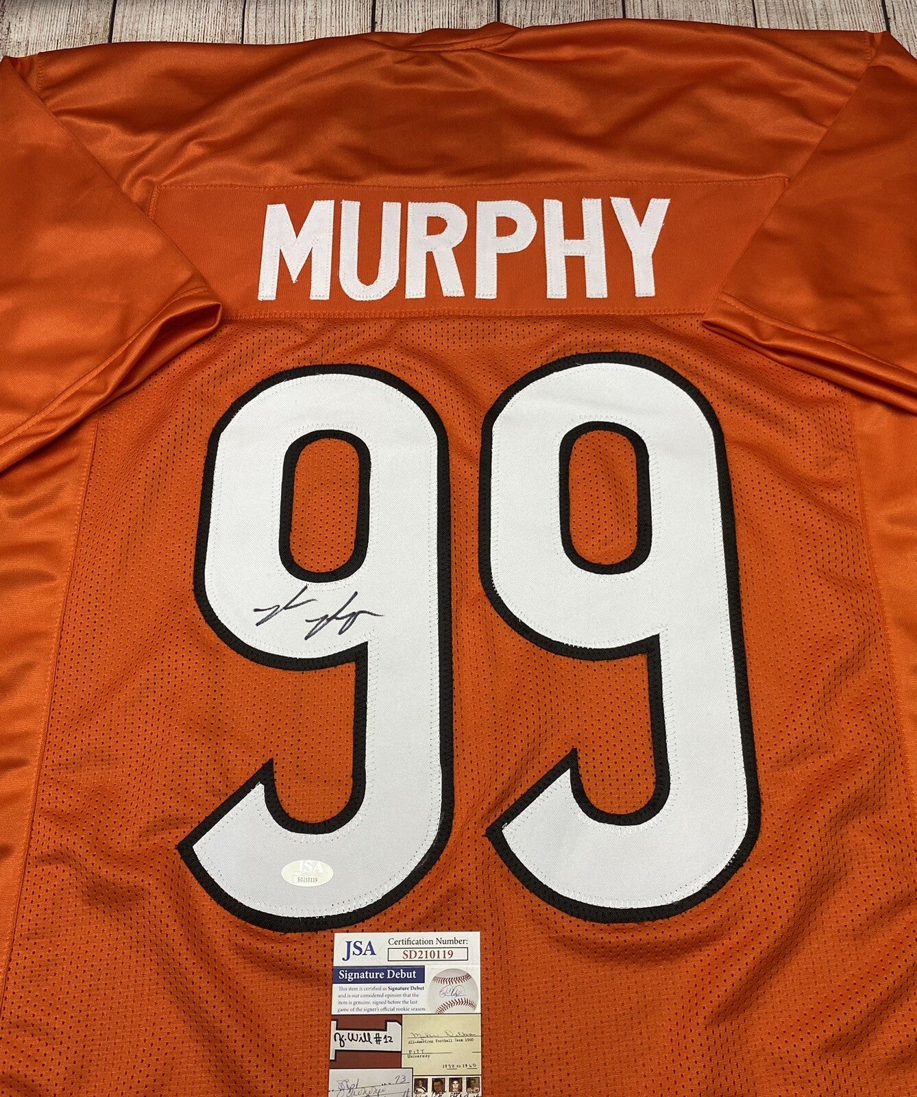 CINCINNATI BENGALS MYLES MURPHY SIGNED ORANGE JERSEY JSA  COA!!!