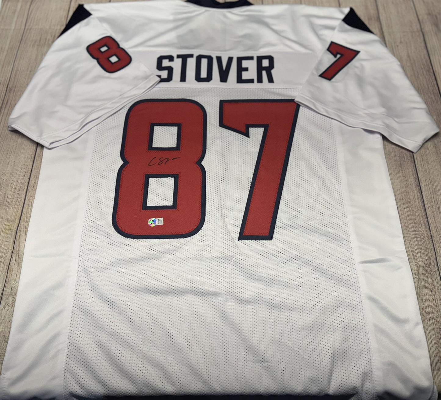 HOUSTON TEXANS CADE STOVER SIGNED WHITE CUSTOM JERSEY BECKETT COA!!!!