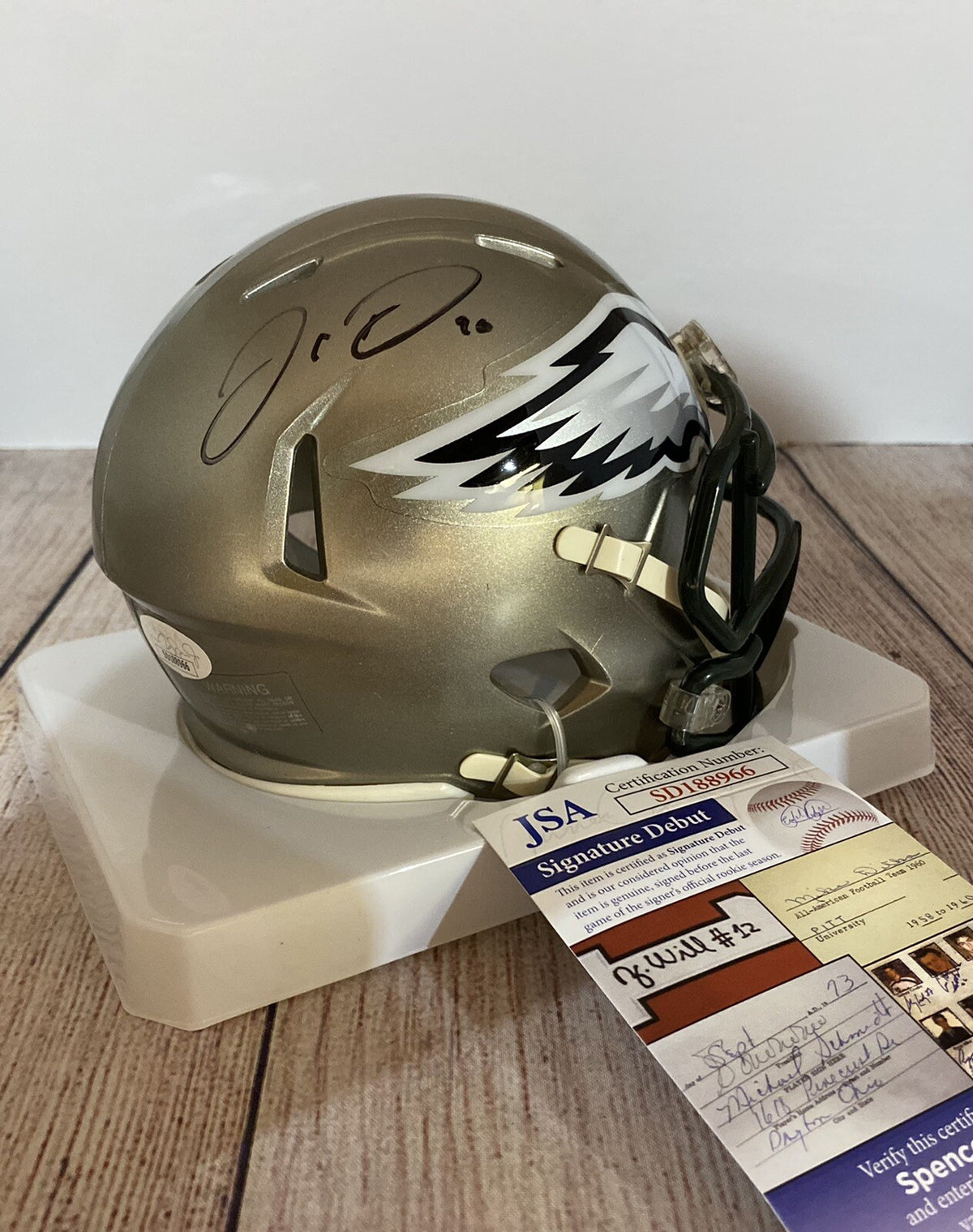 Jordan Davis Flash Autographed Philadelphia Eagles Mini Helmet – JSA COA