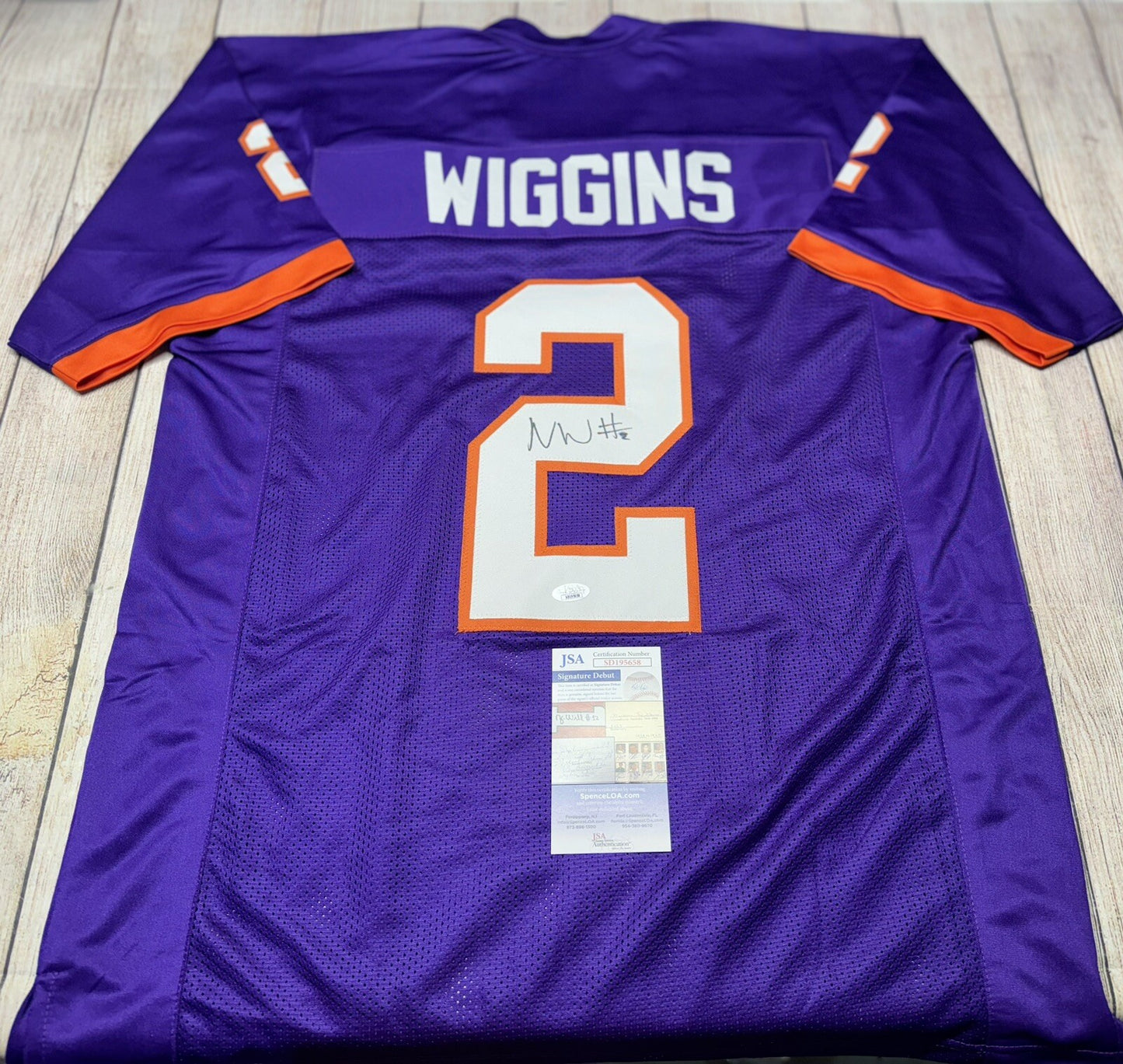 CLEMSON TIGERS NATE WIGGINS SIGNED PURPLE CUSTOM JERSEY JSA COA!!!!