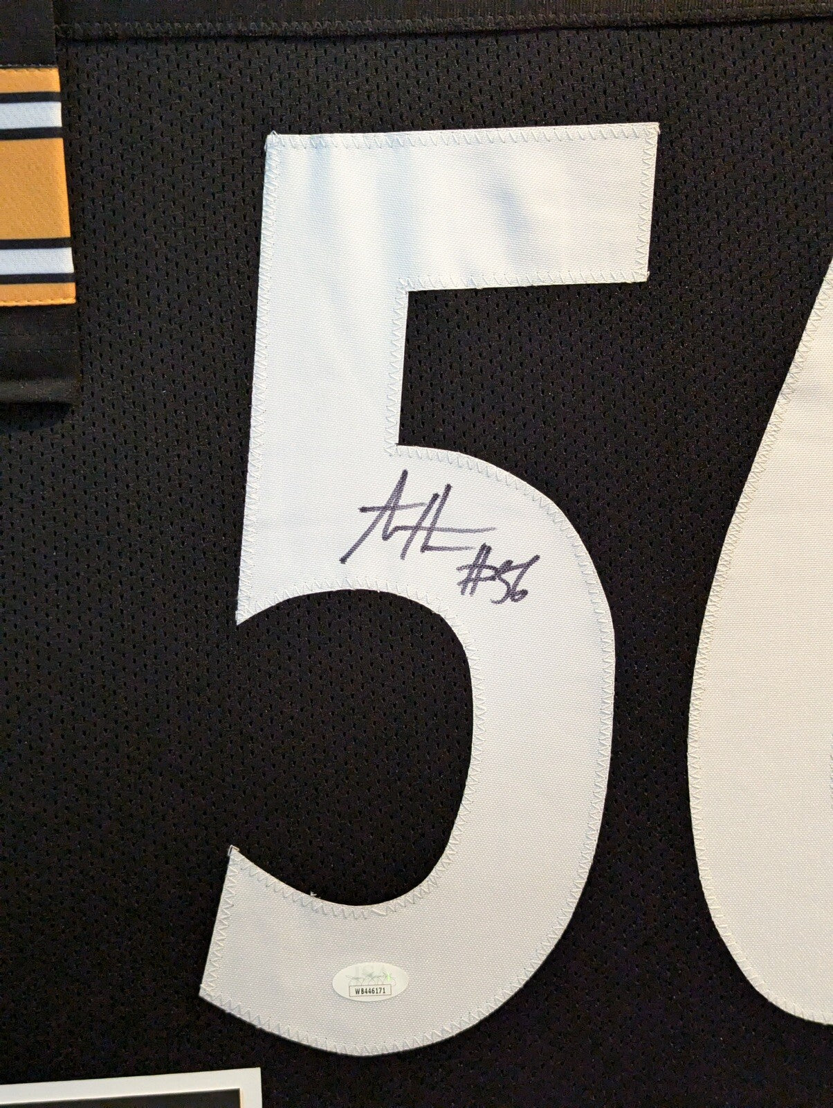 PITTSBURGH STEELERS FRAMED ALEX HIGHSMITH SIGNED BLACK CUSTOM JERSEY JSA